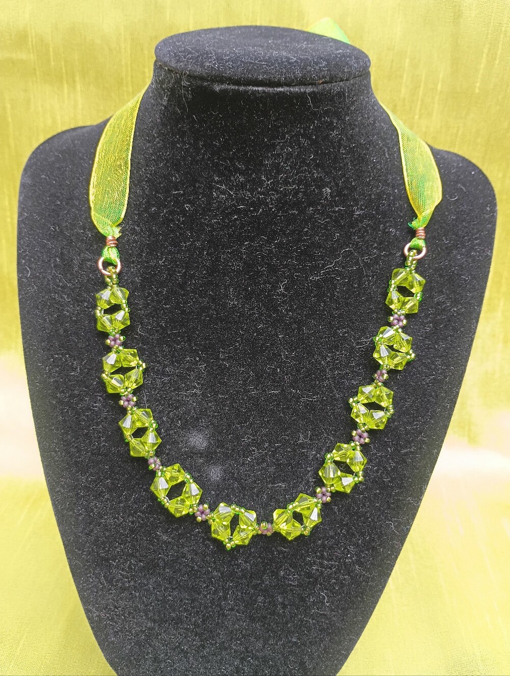 Artisan Crafted Green Crystal Bead Necklace